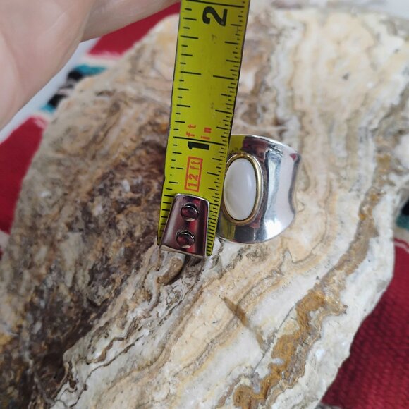 RLM Studio Robert Lee Morris Sterling Silver Brass Mother of Pearl Ring Size 10 - Picture 8 of 11